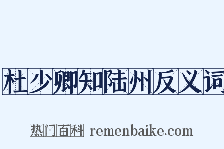 杜少卿知陆州反义词是什么意思的图片